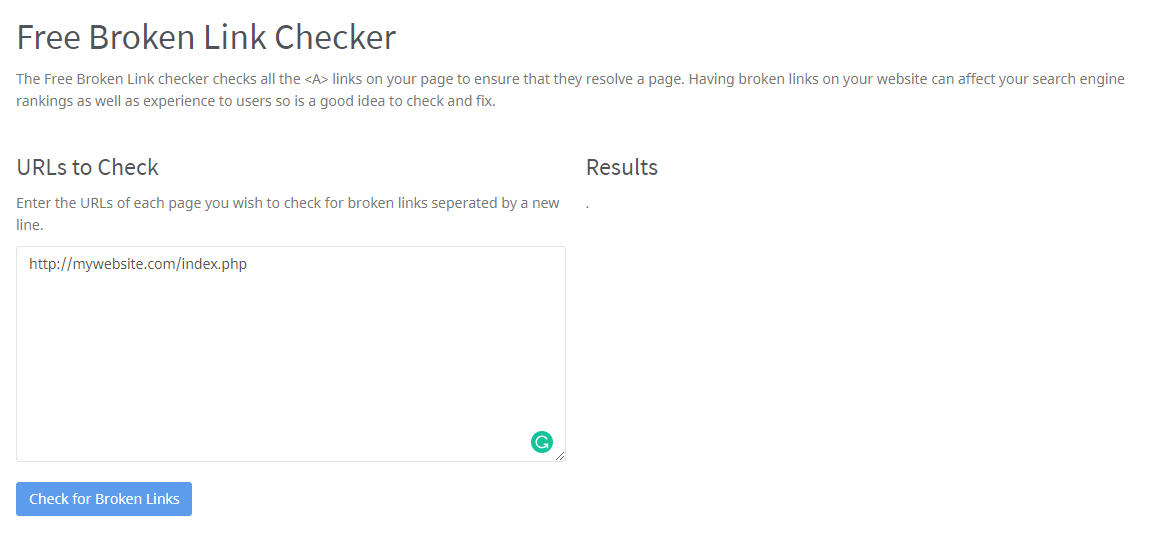 Ferramenta Broken Link Checker