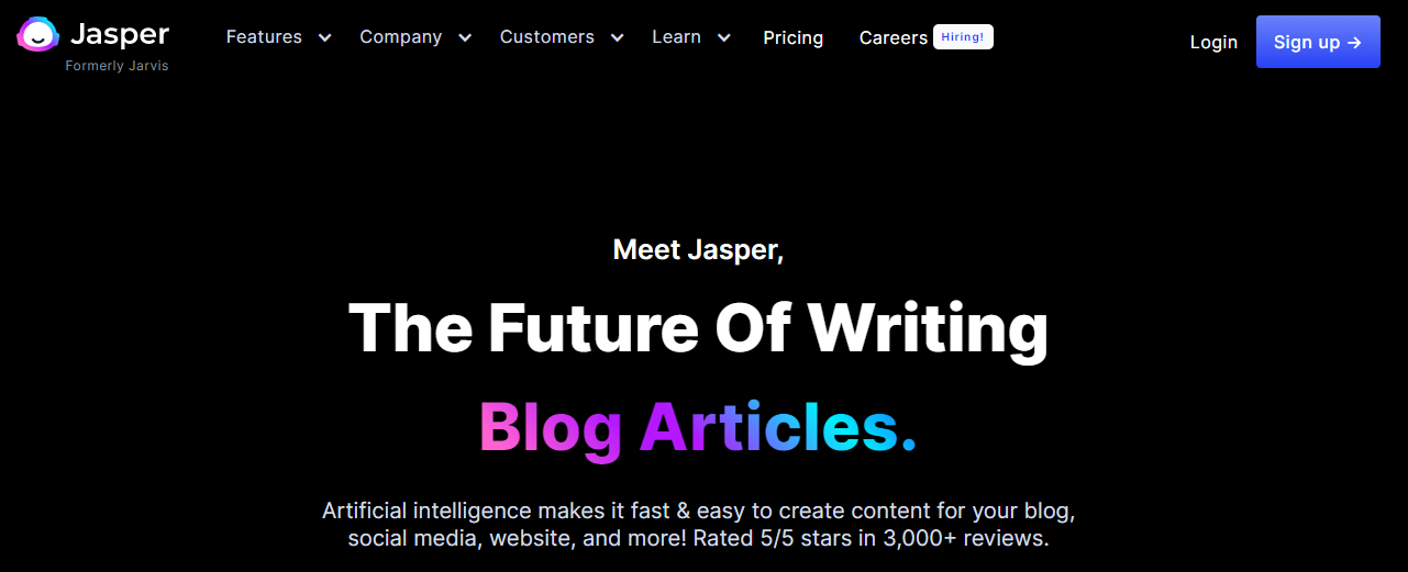 homepage di Jasper